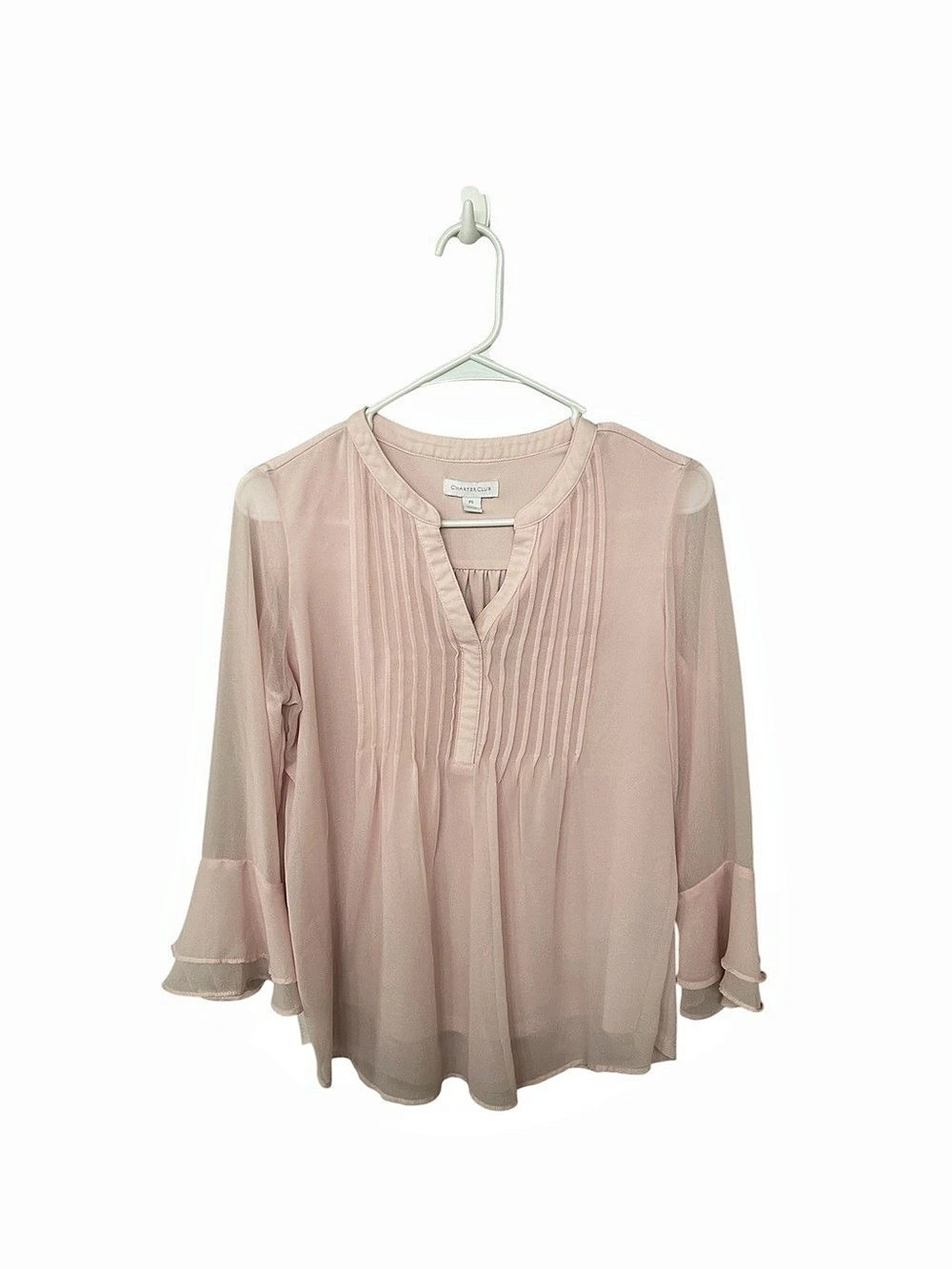 Charter Club Pleated Blouse in Pink Size XS Like New
